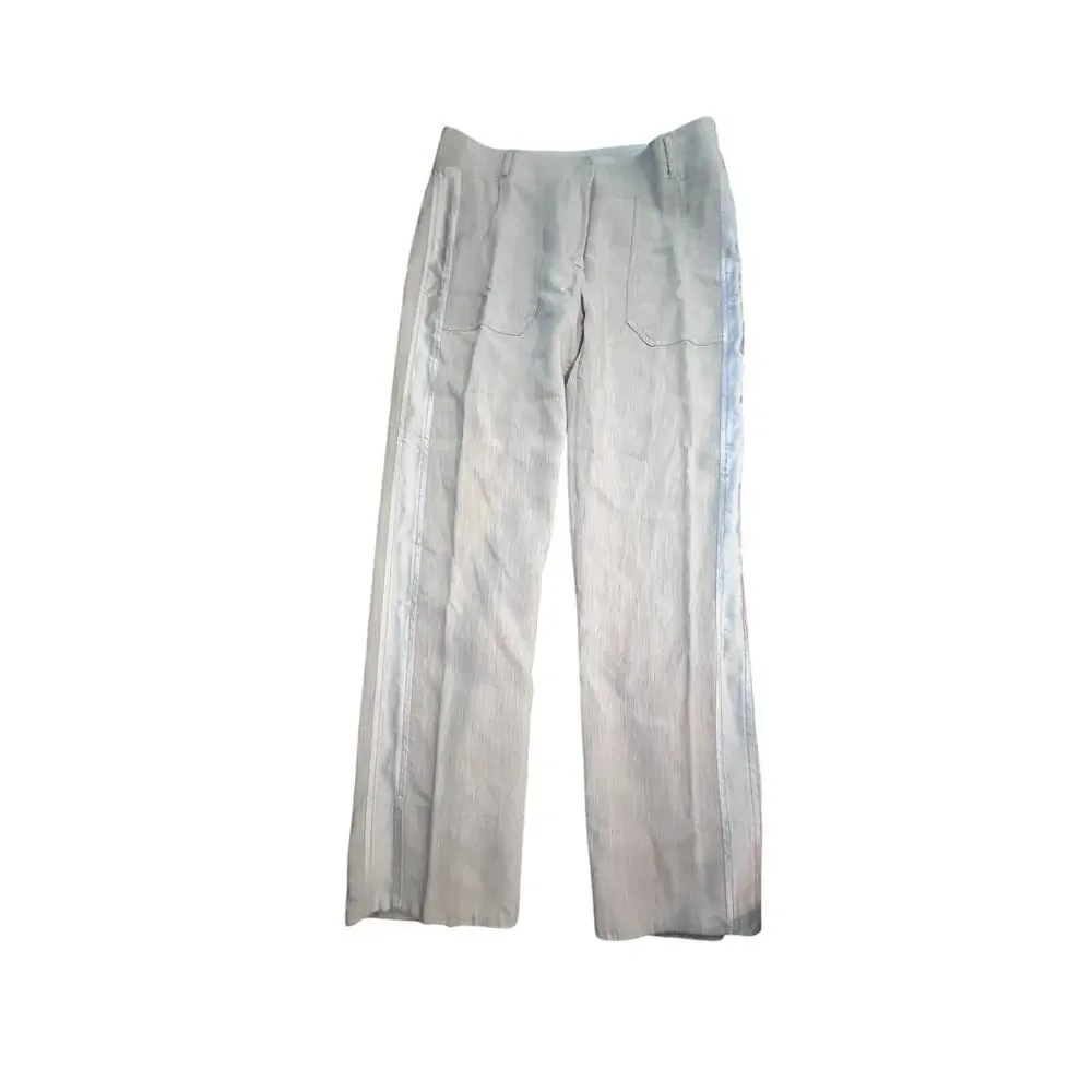 Tonet Men's White Mid Rise Side Stripe Straight Leg Pants Size 44